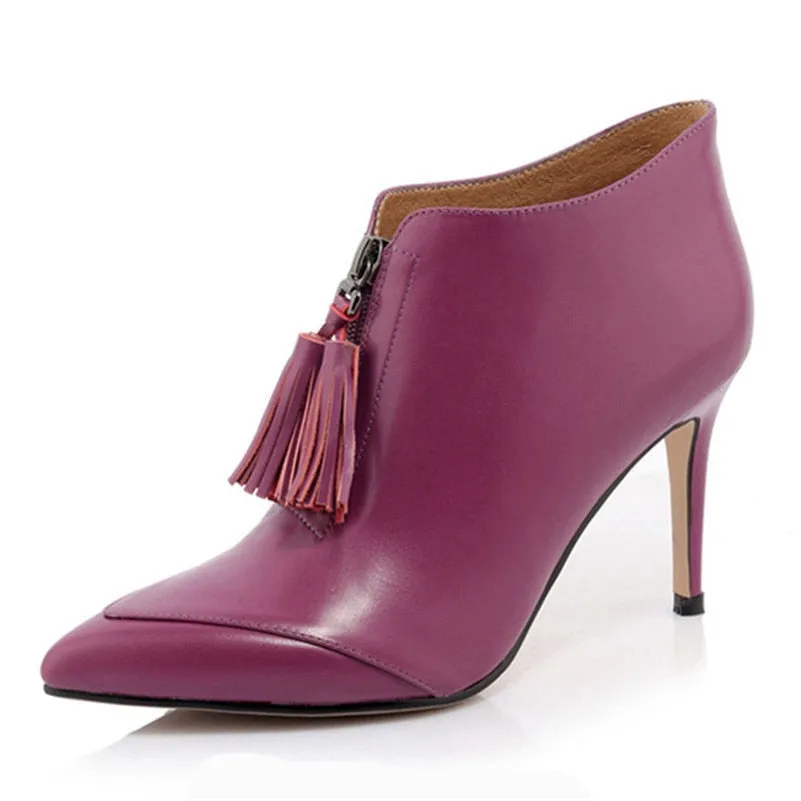 Newest Autumn Winter Tassels Party Wedding Prom Pumps Ladies High Heels Pointed Toe Basic Boots